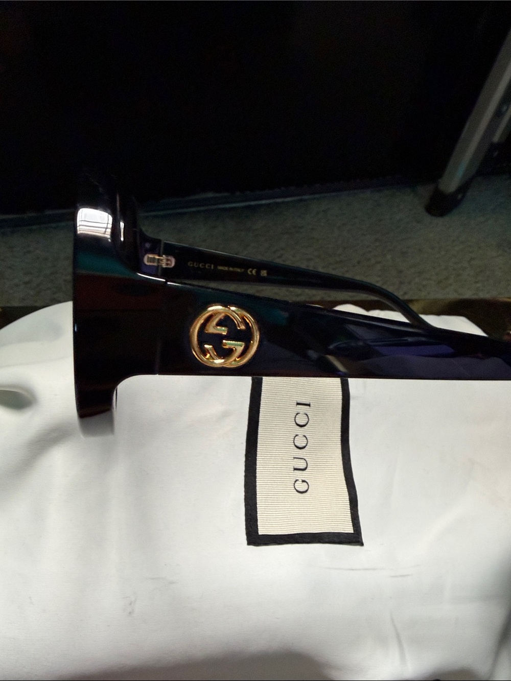 Gucci Women's Round Black Acetate Sunglasses - Picture 2 of 4